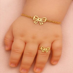 نیم ست پاپیون نوزاد طلا